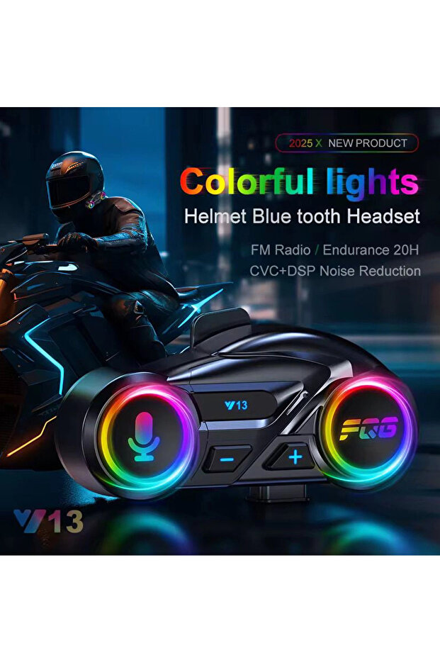 Y13 Motor Kask Kulaklık Rgb Modlu Radyolu Motosiklet Kulaklık 5-3 Bluetooth Intercom